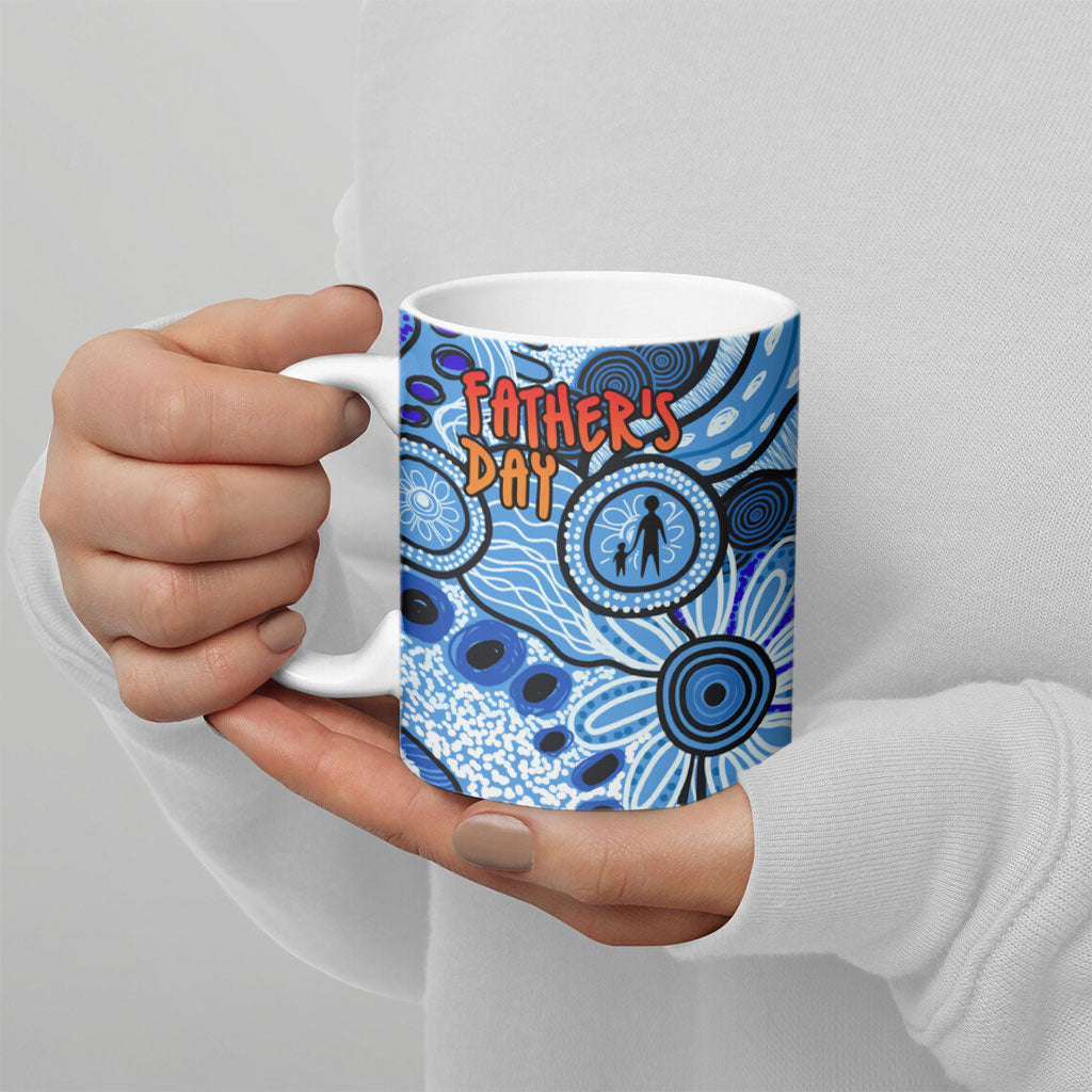 Australia Aboriginal Fathers Day Ceramic Mug Indigenous Dot Art Pattern - Parent Child