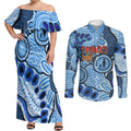 Australia Aboriginal Fathers Day Couples Matching Off Shoulder Maxi Dress and Long Sleeve Button Shirt Indigenous Dot Art Pattern - Parent Child