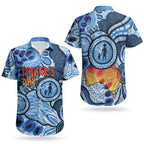 Australia Aboriginal Fathers Day Couples Matching Off Shoulder Short Dress and Hawaiian Shirt Indigenous Dot Art Pattern - Parent Child