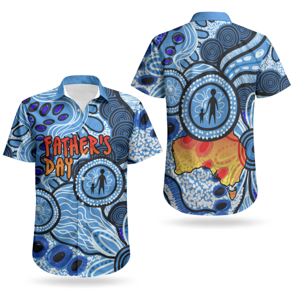 Australia Aboriginal Fathers Day Couples Matching Puletasi and Hawaiian Shirt Indigenous Dot Art Pattern - Parent Child