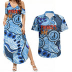 Australia Aboriginal Fathers Day Couples Matching Summer Maxi Dress and Hawaiian Shirt Indigenous Dot Art Pattern - Parent Child