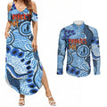 Australia Aboriginal Fathers Day Couples Matching Summer Maxi Dress and Long Sleeve Button Shirt Indigenous Dot Art Pattern - Parent Child