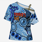 Australia Aboriginal Fathers Day Cross Shoulder Shirt Indigenous Dot Art Pattern - Parent Child