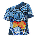 Australia Aboriginal Fathers Day Cross Shoulder Shirt Indigenous Dot Art Pattern - Parent Child
