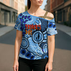 Australia Aboriginal Fathers Day Cross Shoulder Shirt Indigenous Dot Art Pattern - Parent Child