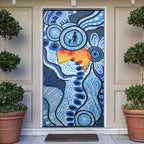 Australia Aboriginal Fathers Day Door Cover Indigenous Dot Art Pattern - Parent Child