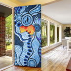Australia Aboriginal Fathers Day Door Cover Indigenous Dot Art Pattern - Parent Child