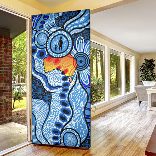 Australia Aboriginal Fathers Day Door Cover Indigenous Dot Art Pattern - Parent Child