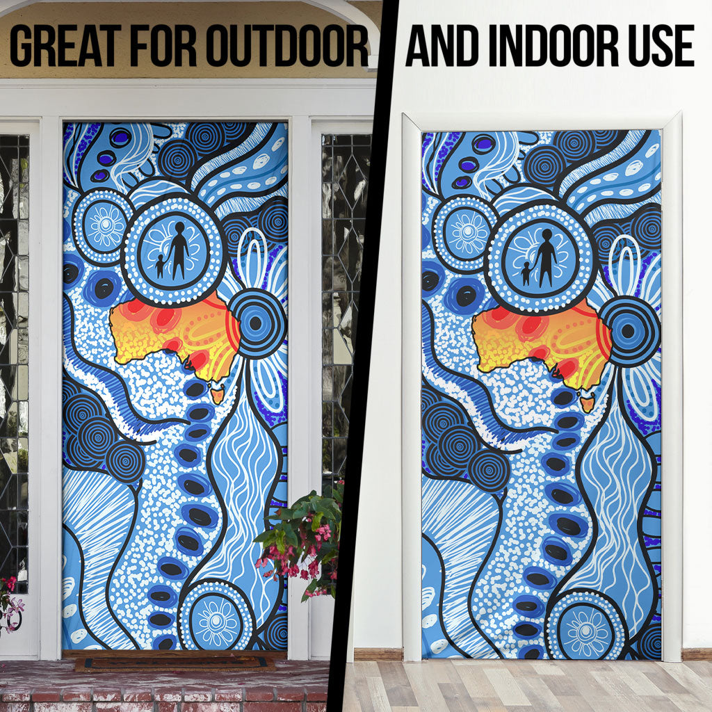 Australia Aboriginal Fathers Day Door Cover Indigenous Dot Art Pattern - Parent Child