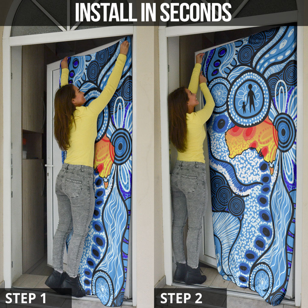 Australia Aboriginal Fathers Day Door Cover Indigenous Dot Art Pattern - Parent Child