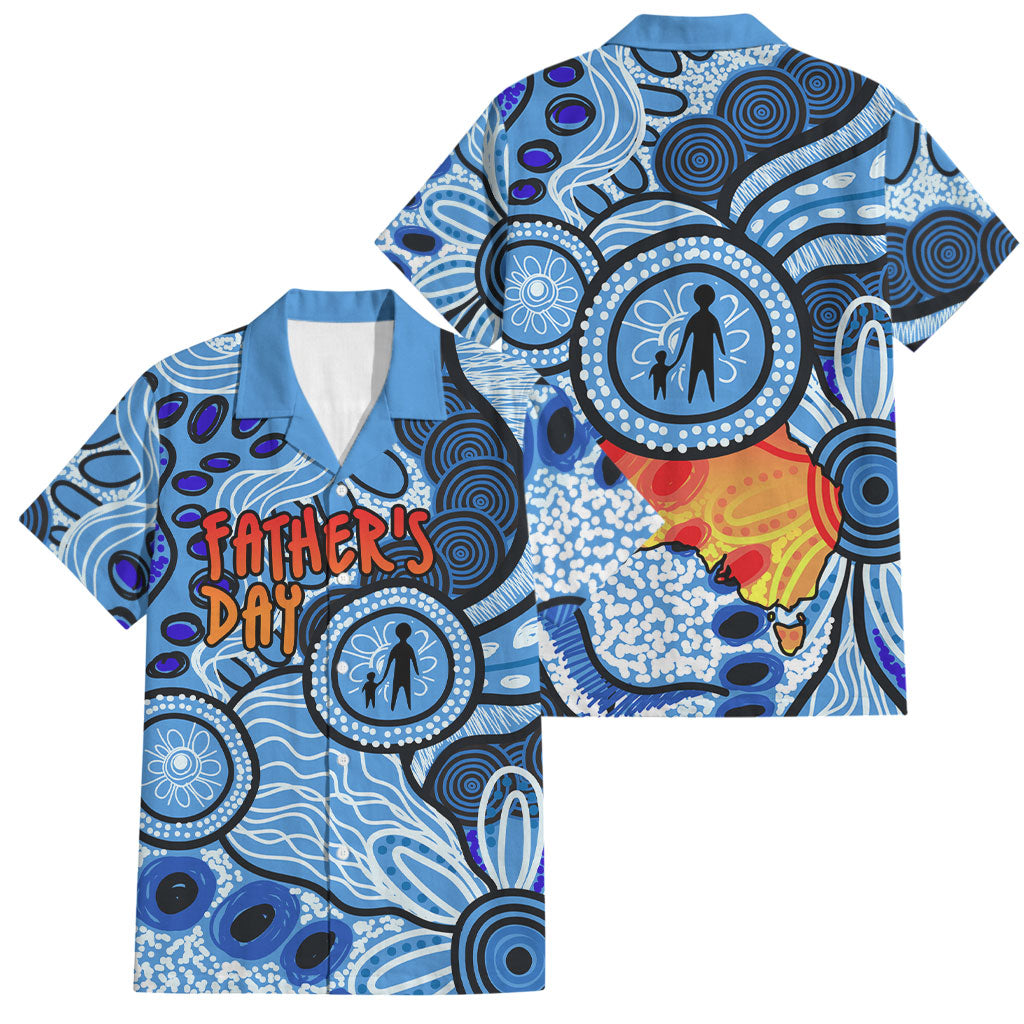 Australia Aboriginal Fathers Day Family Matching Long Sleeve Bodycon Dress and Hawaiian Shirt Indigenous Dot Art Pattern - Parent Child