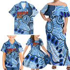 Australia Aboriginal Fathers Day Family Matching Off Shoulder Maxi Dress and Hawaiian Shirt Indigenous Dot Art Pattern - Parent Child