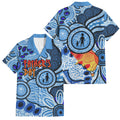 Australia Aboriginal Fathers Day Family Matching Puletasi and Hawaiian Shirt Indigenous Dot Art Pattern - Parent Child