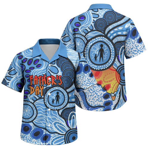 Australia Aboriginal Fathers Day Family Matching Summer Maxi Dress and Hawaiian Shirt Indigenous Dot Art Pattern - Parent Child