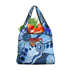 Australia Aboriginal Fathers Day Grocery Bag Indigenous Dot Art Pattern - Parent Child