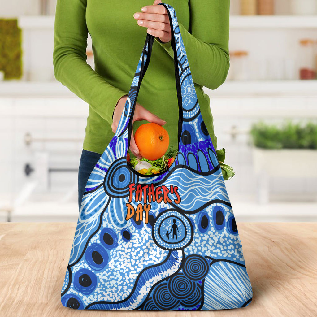 Australia Aboriginal Fathers Day Grocery Bag Indigenous Dot Art Pattern - Parent Child