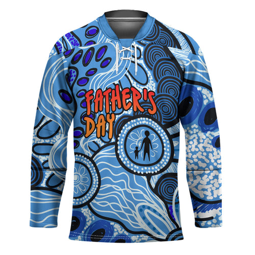 Australia Aboriginal Fathers Day Hockey Jersey Indigenous Dot Art Pattern - Parent Child