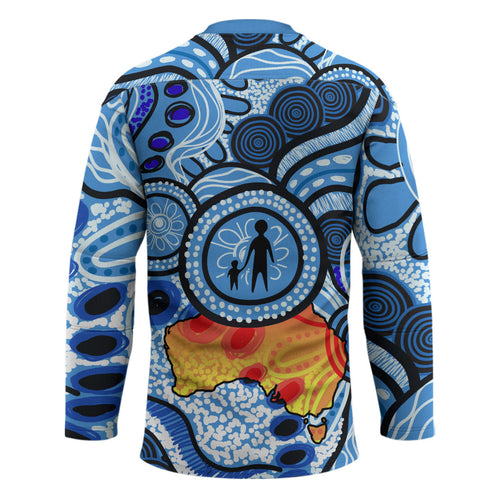 Australia Aboriginal Fathers Day Hockey Jersey Indigenous Dot Art Pattern - Parent Child