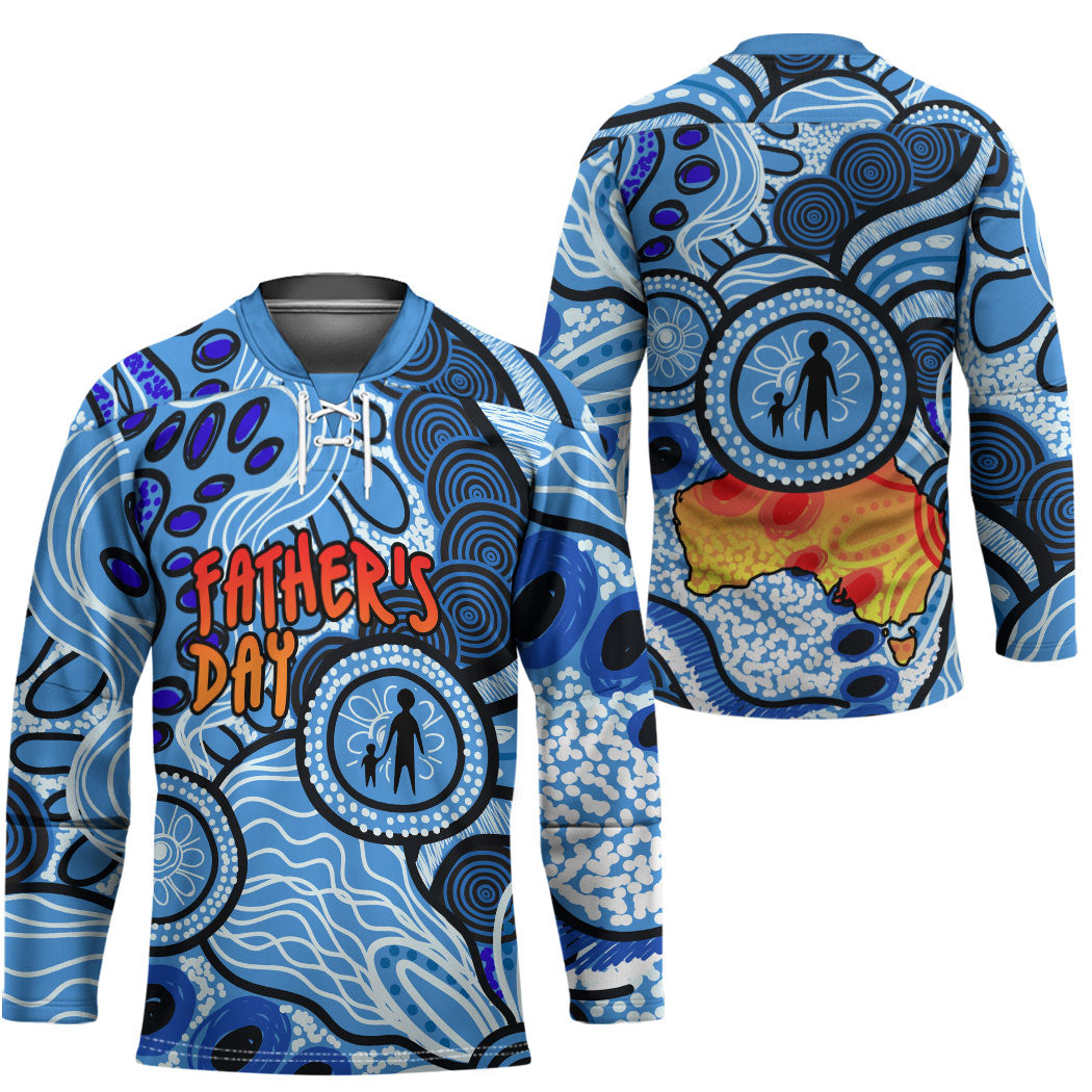 Australia Aboriginal Fathers Day Hockey Jersey Indigenous Dot Art Pattern - Parent Child