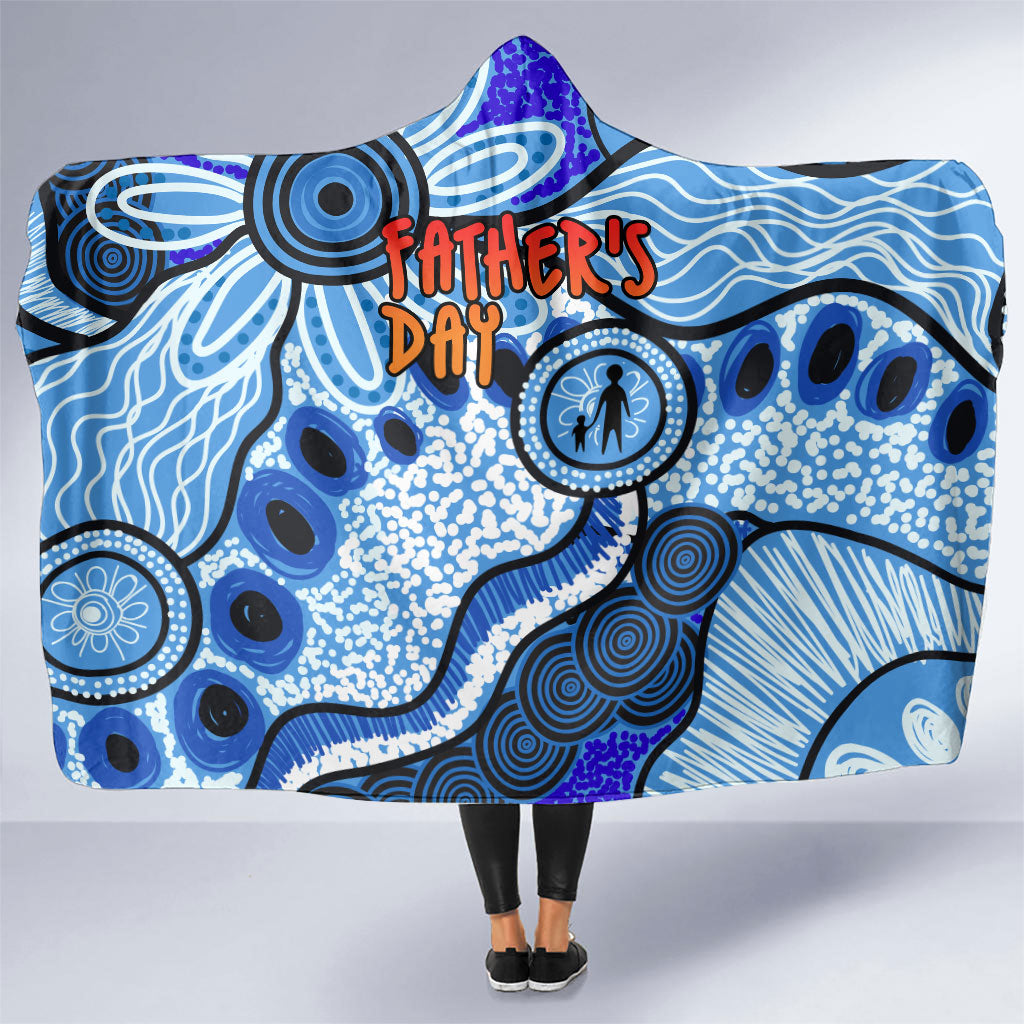 Australia Aboriginal Fathers Day Hooded Blanket Indigenous Dot Art Pattern - Parent Child