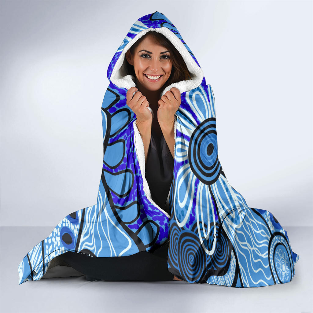 Australia Aboriginal Fathers Day Hooded Blanket Indigenous Dot Art Pattern - Parent Child