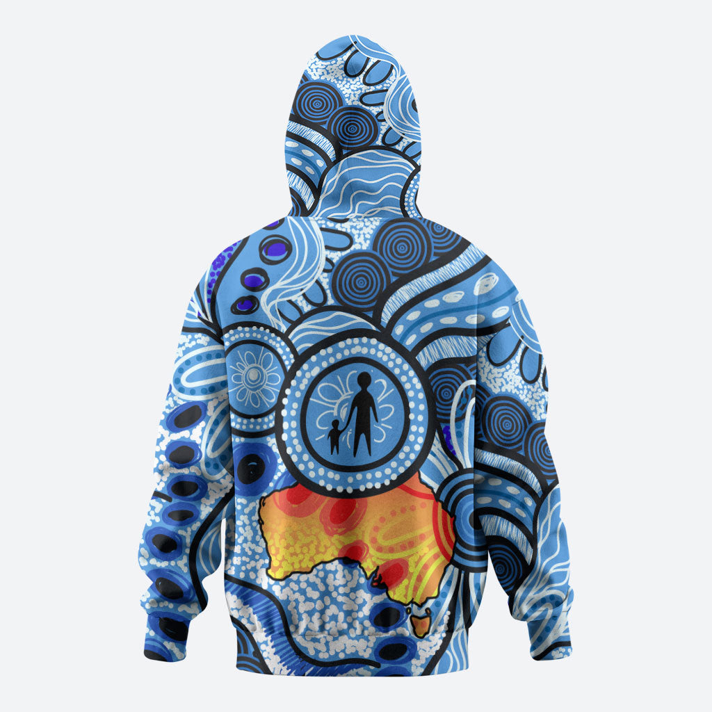Australia Aboriginal Fathers Day Hoodie Indigenous Dot Art Pattern - Parent Child