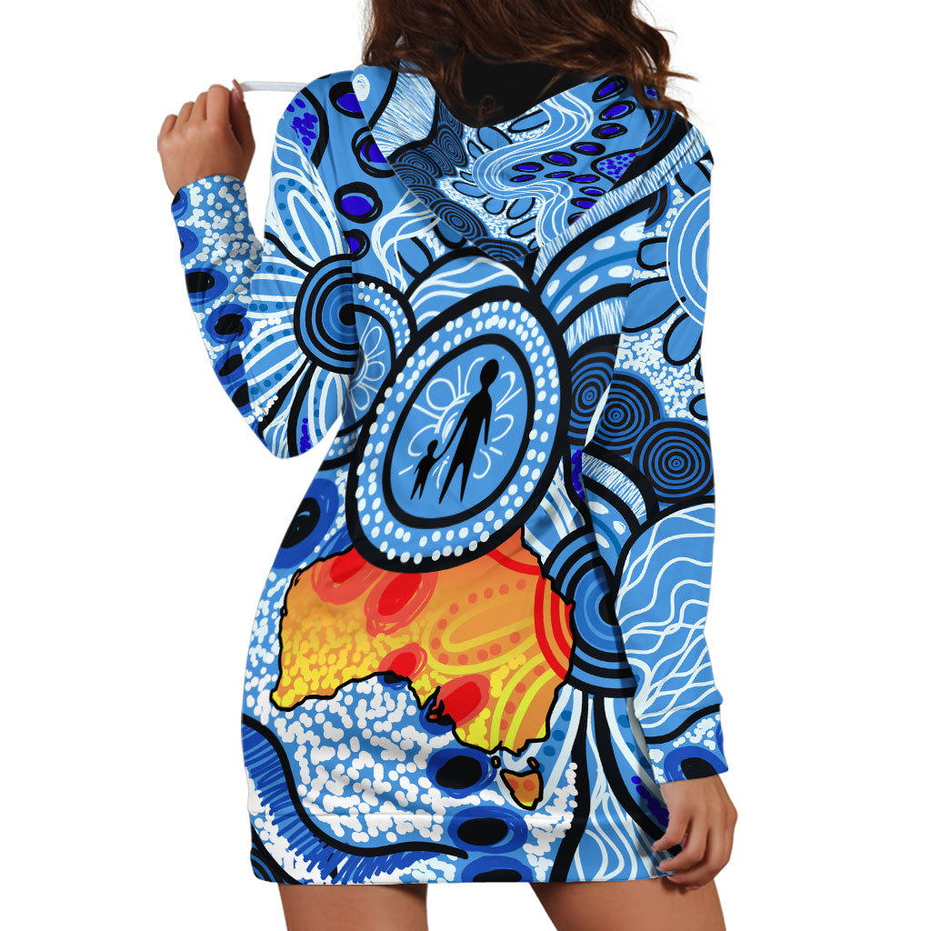 Australia Aboriginal Fathers Day Hoodie Dress Indigenous Dot Art Pattern - Parent Child