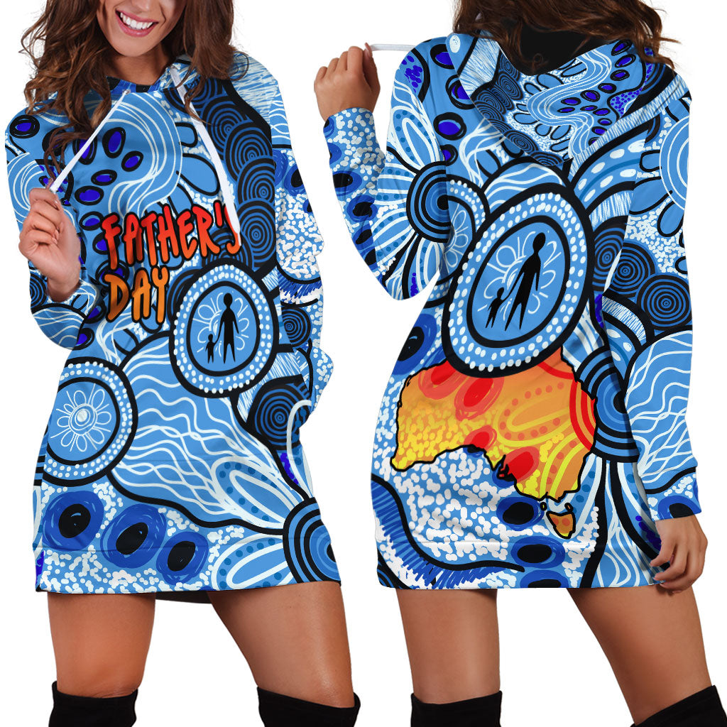 Australia Aboriginal Fathers Day Hoodie Dress Indigenous Dot Art Pattern - Parent Child