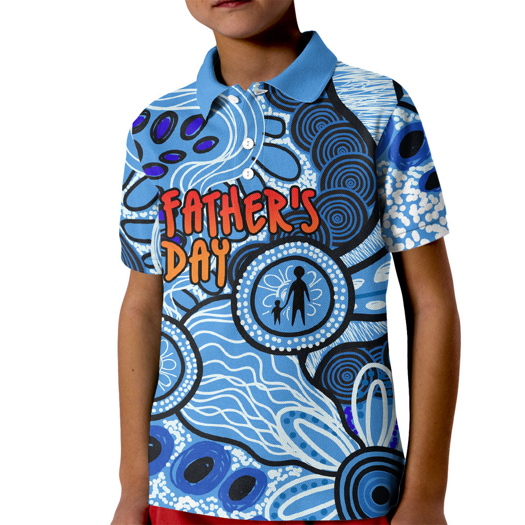 Australia Aboriginal Fathers Day Kid Polo Shirt Indigenous Dot Art Pattern - Parent Child