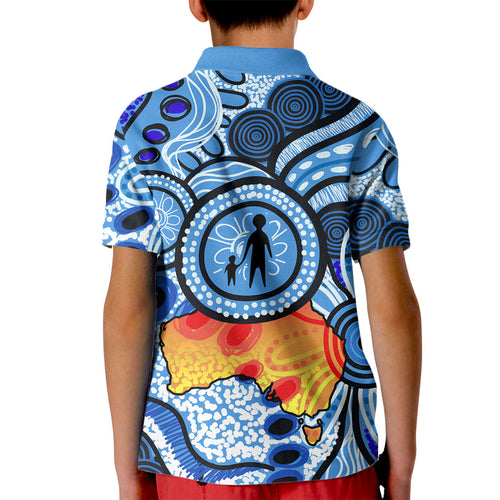 Australia Aboriginal Fathers Day Kid Polo Shirt Indigenous Dot Art Pattern - Parent Child