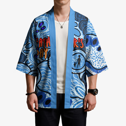 Australia Aboriginal Fathers Day Kimono Indigenous Dot Art Pattern - Parent Child
