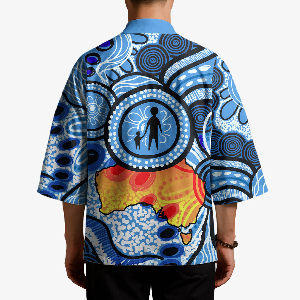 Australia Aboriginal Fathers Day Kimono Indigenous Dot Art Pattern - Parent Child