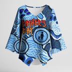 Australia Aboriginal Fathers Day Kimono Sleeve Blouse Indigenous Dot Art Pattern - Parent Child