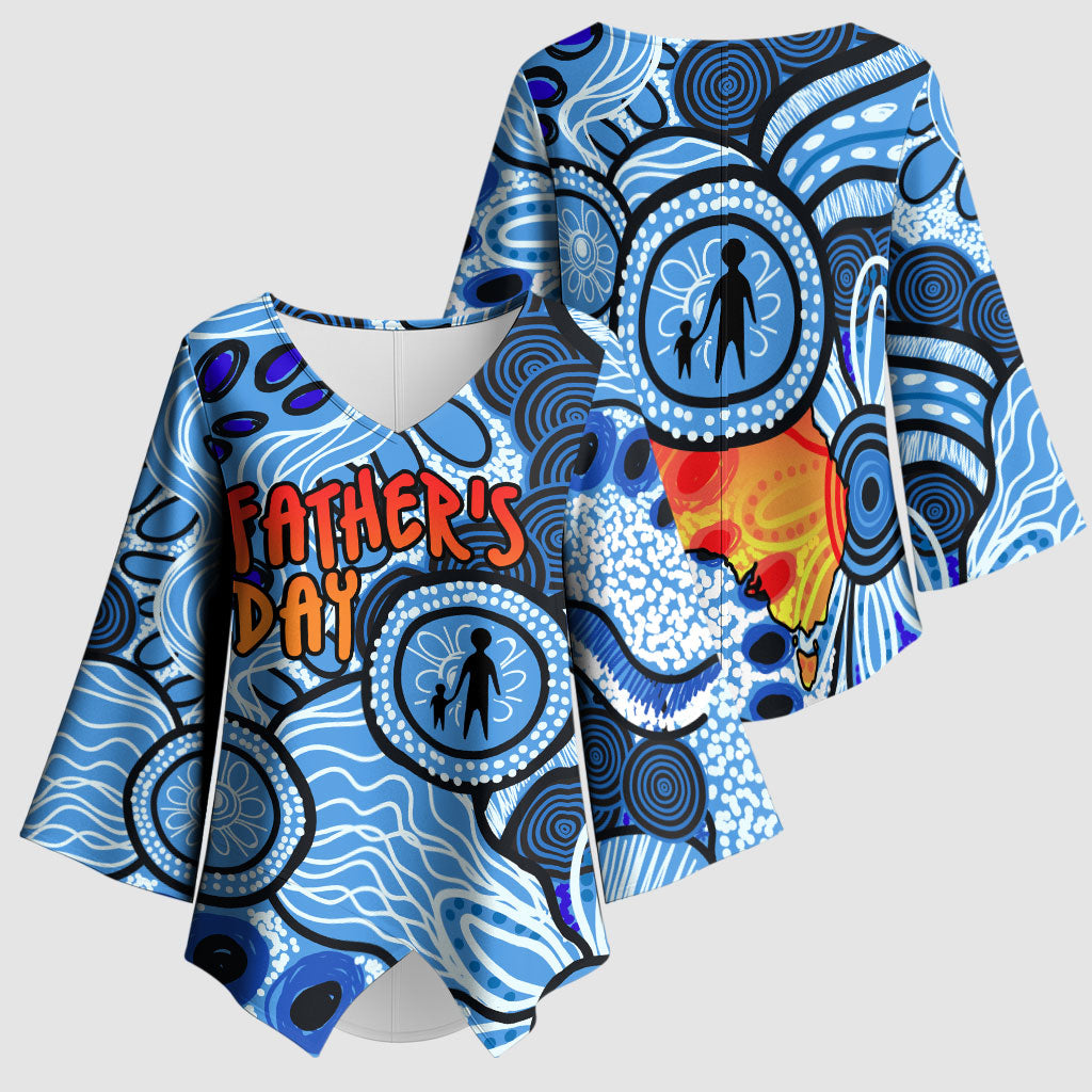 Australia Aboriginal Fathers Day Kimono Sleeve Blouse Indigenous Dot Art Pattern - Parent Child