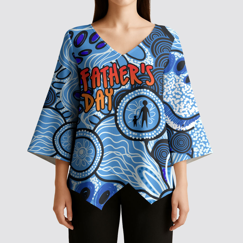 Australia Aboriginal Fathers Day Kimono Sleeve Blouse Indigenous Dot Art Pattern - Parent Child