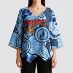 Australia Aboriginal Fathers Day Kimono Sleeve Blouse Indigenous Dot Art Pattern - Parent Child