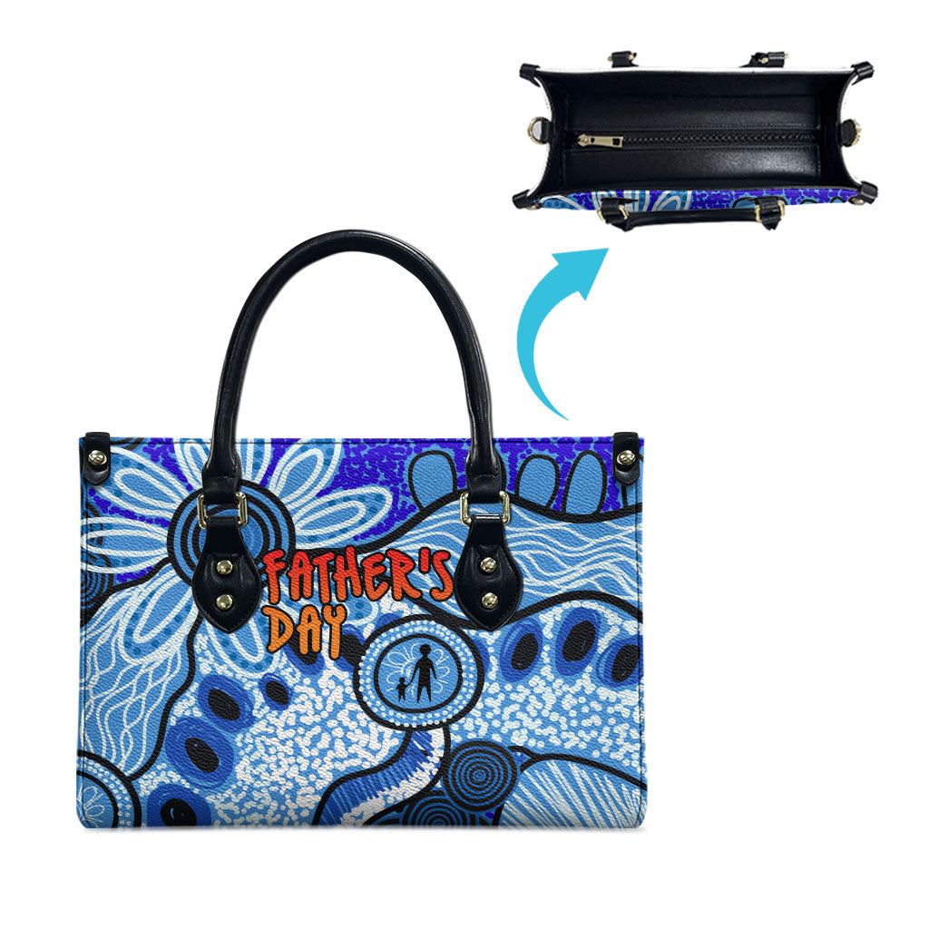Australia Aboriginal Fathers Day Leather Bag Indigenous Dot Art Pattern - Parent Child