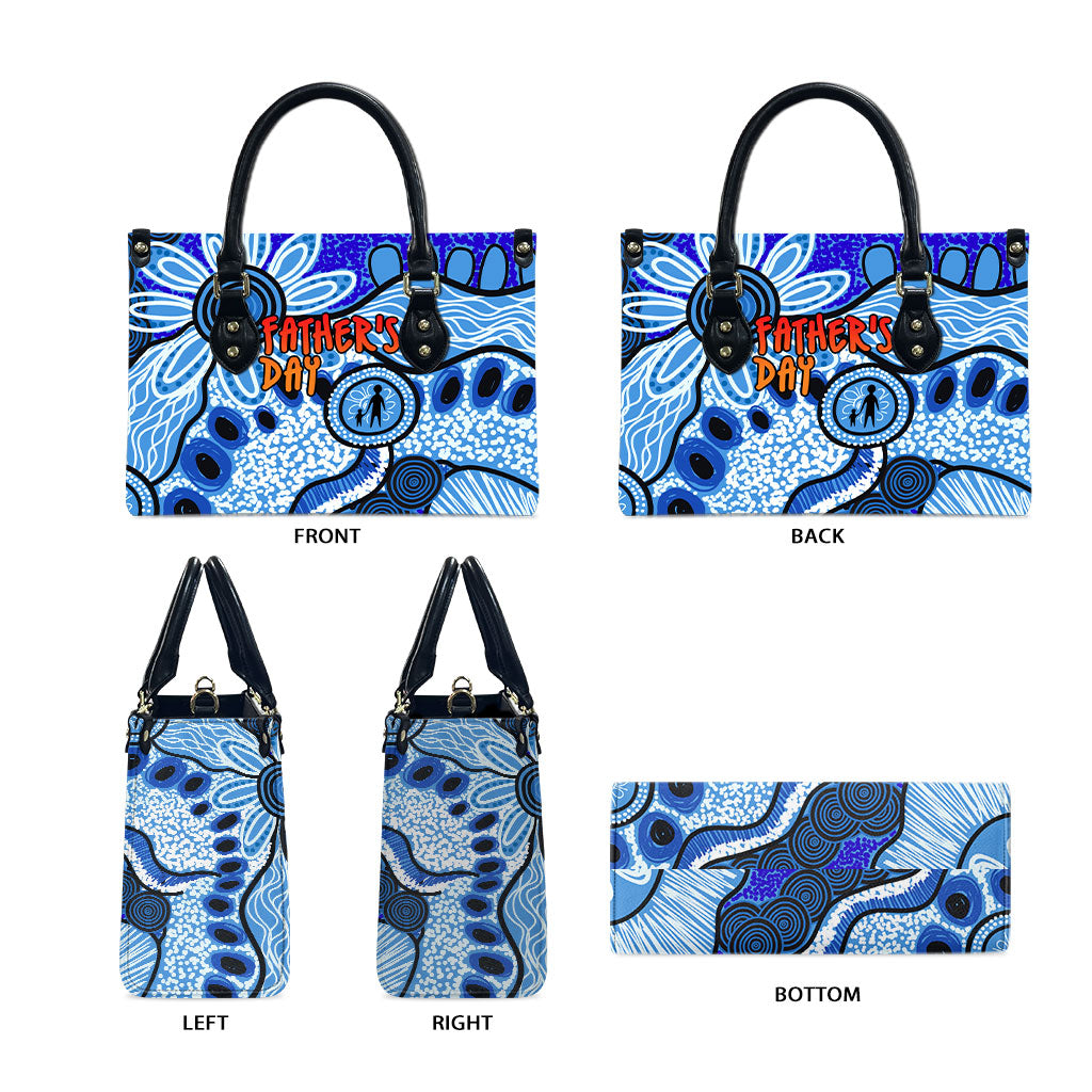 Australia Aboriginal Fathers Day Leather Bag Indigenous Dot Art Pattern - Parent Child