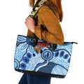 Australia Aboriginal Fathers Day Leather Tote Bag Indigenous Dot Art Pattern - Parent Child