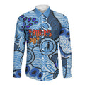 Australia Aboriginal Fathers Day Long Sleeve Button Shirt Indigenous Dot Art Pattern - Parent Child