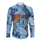 Australia Aboriginal Fathers Day Long Sleeve Button Shirt Indigenous Dot Art Pattern - Parent Child
