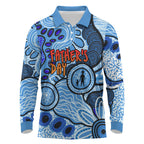 Australia Aboriginal Fathers Day Long Sleeve Polo Shirt Indigenous Dot Art Pattern - Parent Child
