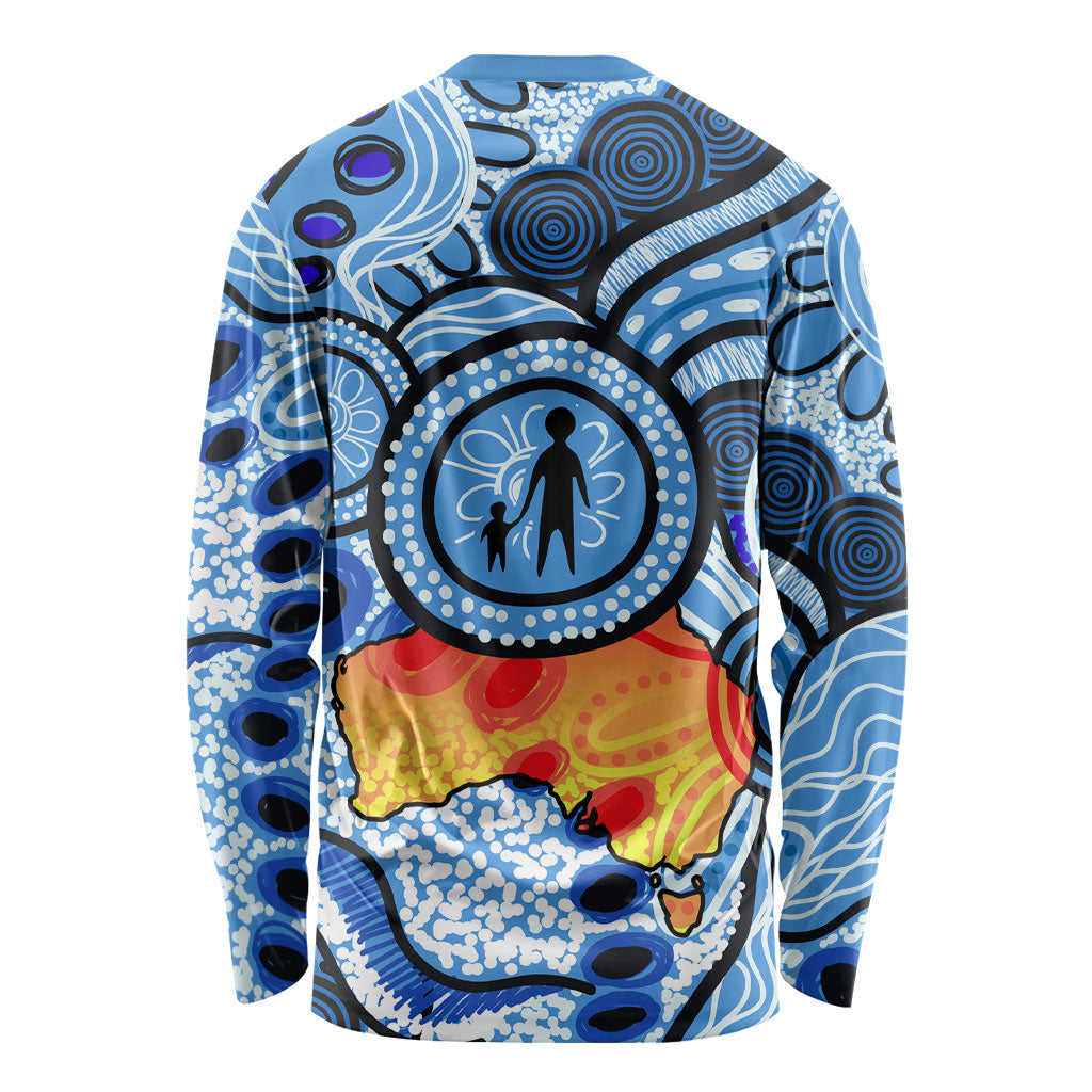 Australia Aboriginal Fathers Day Long Sleeve Shirt Indigenous Dot Art Pattern - Parent Child