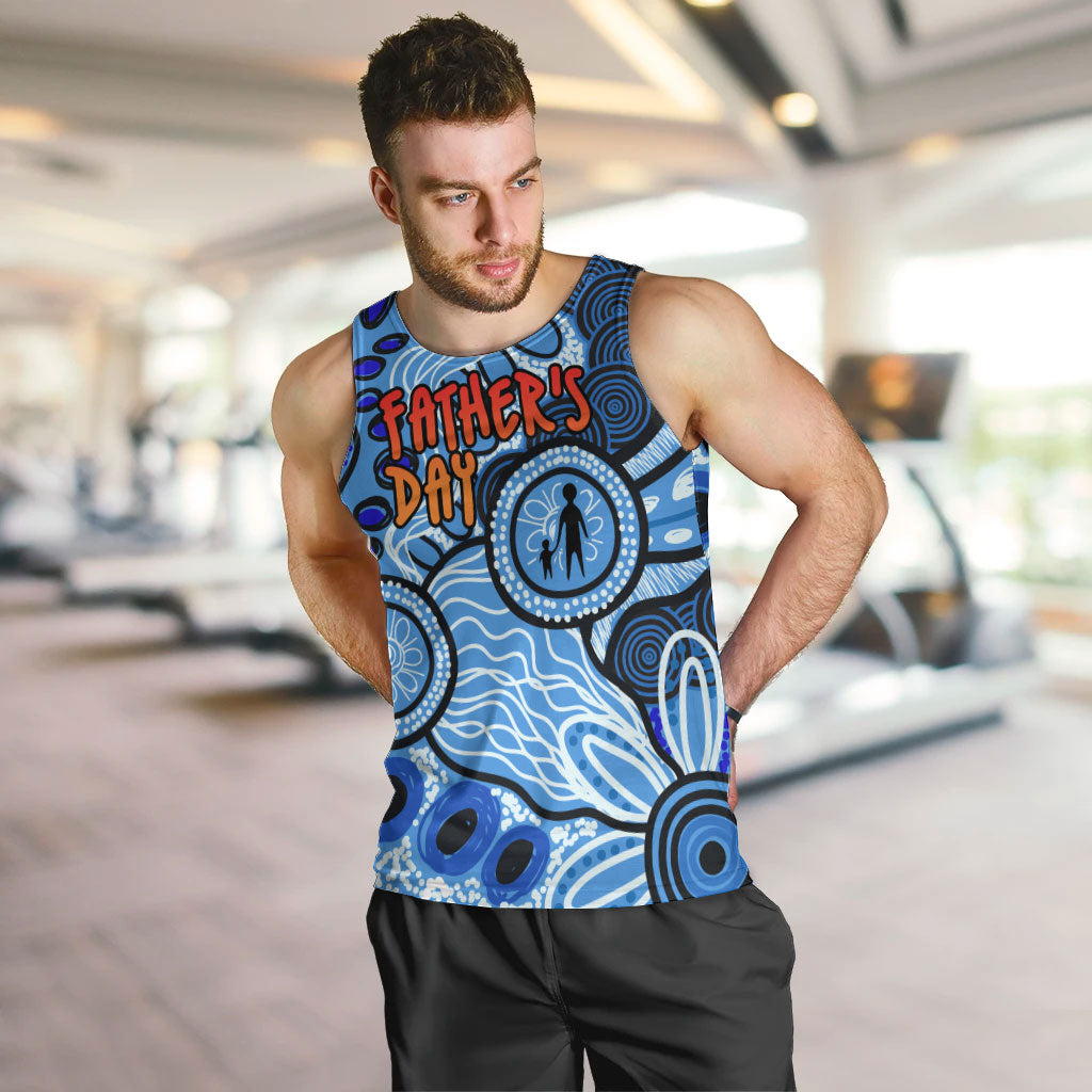 Australia Aboriginal Fathers Day Men Tank Top Indigenous Dot Art Pattern - Parent Child
