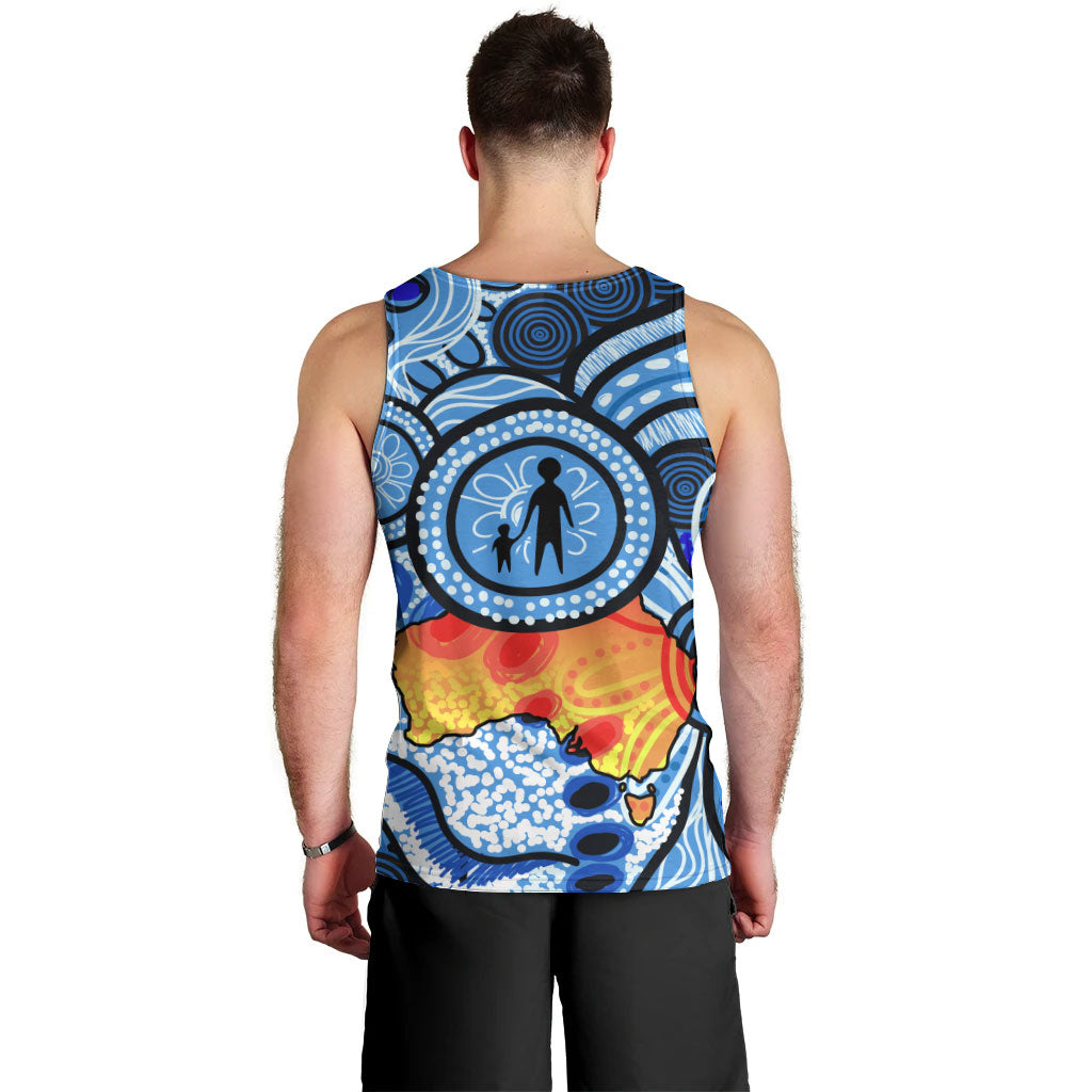Australia Aboriginal Fathers Day Men Tank Top Indigenous Dot Art Pattern - Parent Child