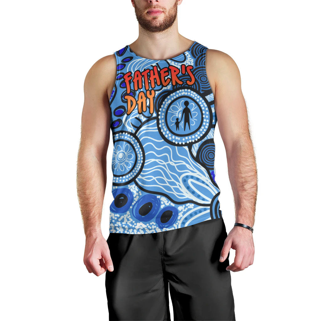 Australia Aboriginal Fathers Day Men Tank Top Indigenous Dot Art Pattern - Parent Child
