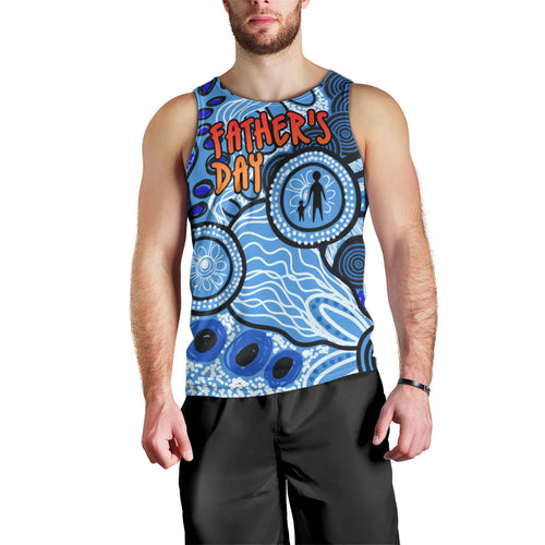 Australia Aboriginal Fathers Day Men Tank Top Indigenous Dot Art Pattern - Parent Child