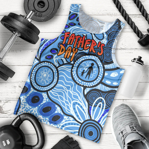 Australia Aboriginal Fathers Day Men Tank Top Indigenous Dot Art Pattern - Parent Child