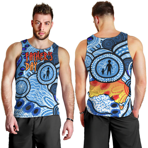 Australia Aboriginal Fathers Day Men Tank Top Indigenous Dot Art Pattern - Parent Child