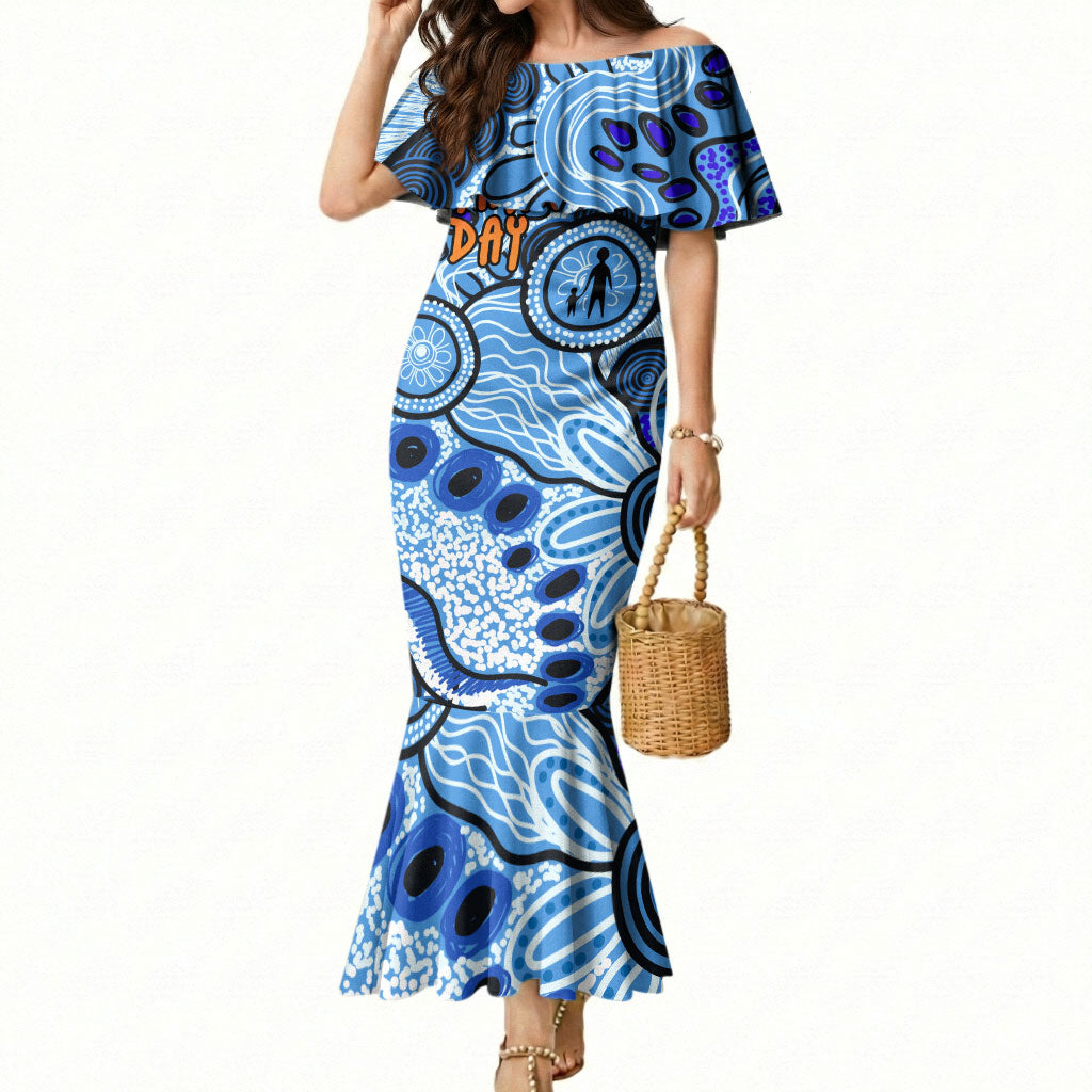Australia Aboriginal Fathers Day Mermaid Dress Indigenous Dot Art Pattern - Parent Child